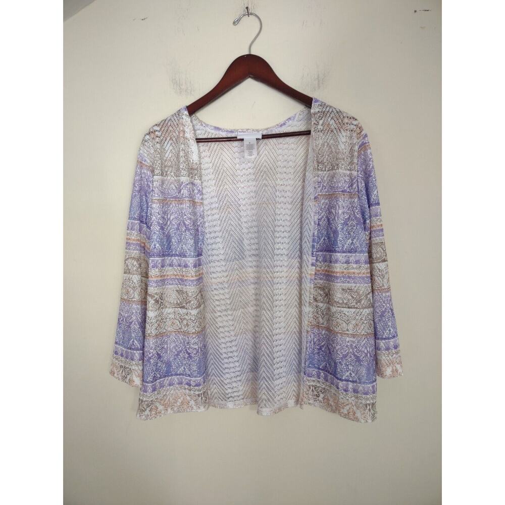 Alfred Dunner Nantucket Purple/Gold Open‎ Cardigan Size Medium